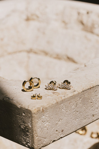 HEART AND CLEAR GEM STUDS