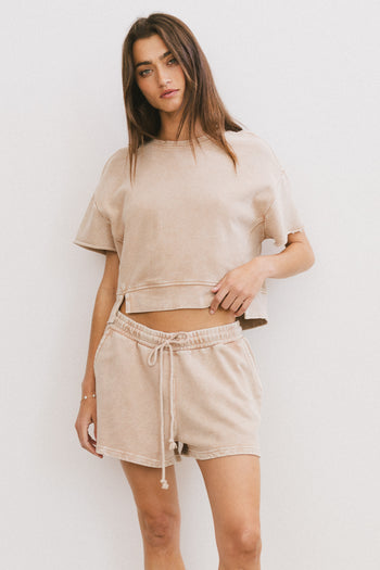 high rise knit shorts