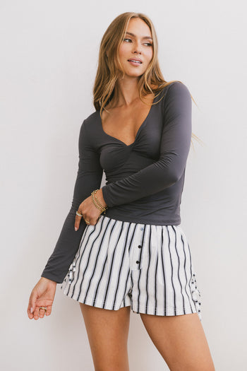 Mckailee Knit Top in Navy - FINAL SALE