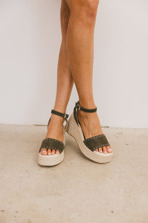 Pascha Wedge Sandal in Olive - FINAL SALE