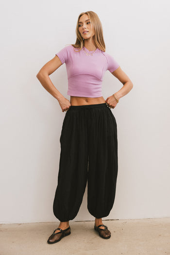 short sleeve purple top