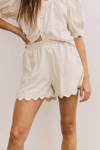 Scalloped Shorts in Oatmeal