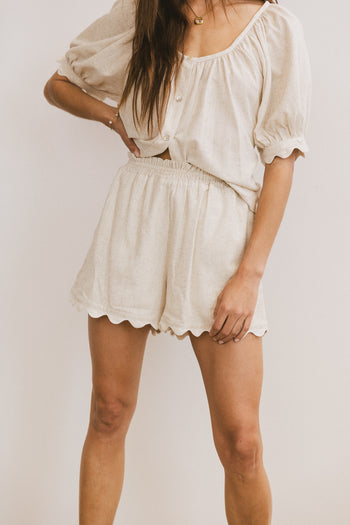 Scalloped Shorts in Oatmeal