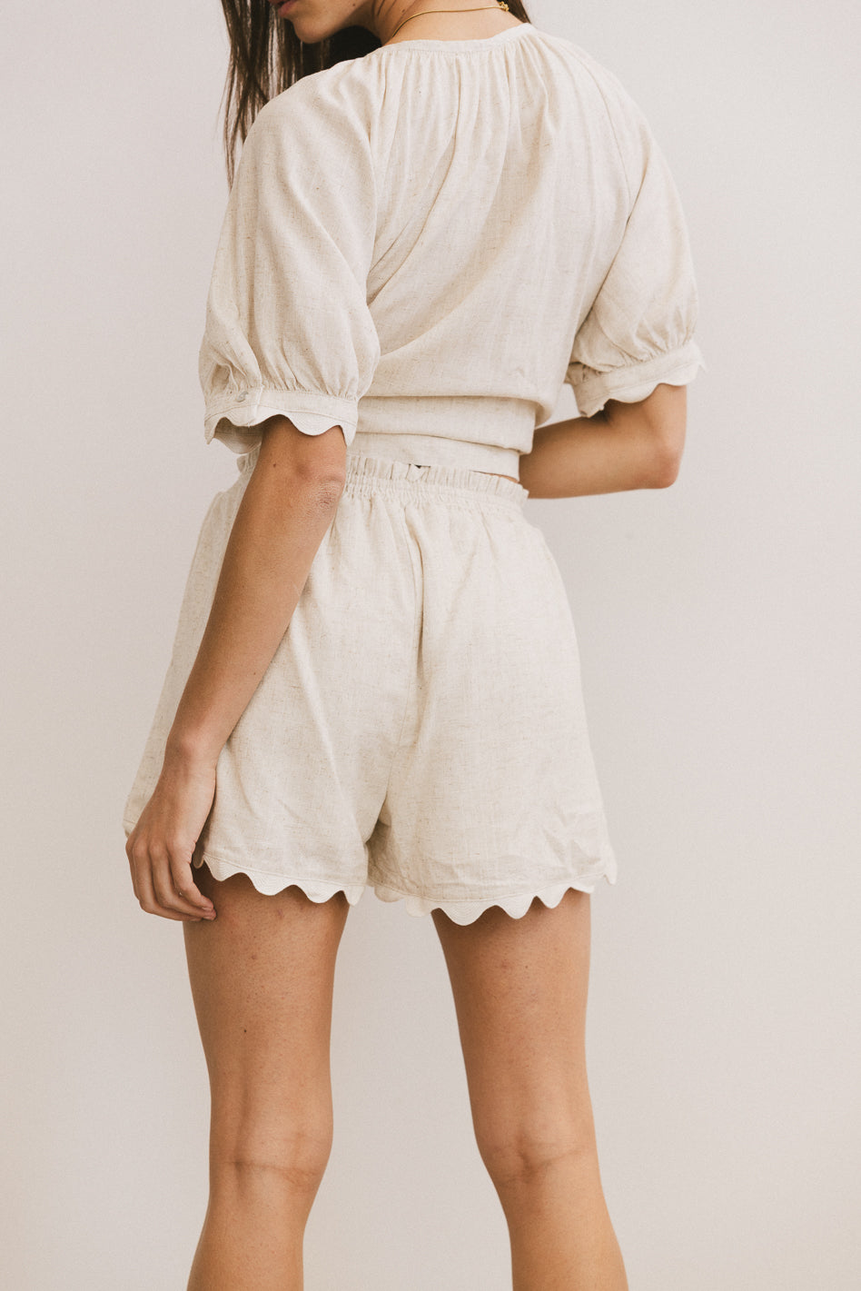 Scalloped Shorts in Oatmeal