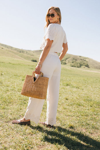Ollie Embroidered Wide Leg Pants