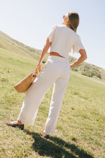 Ollie Embroidered Wide Leg Pants