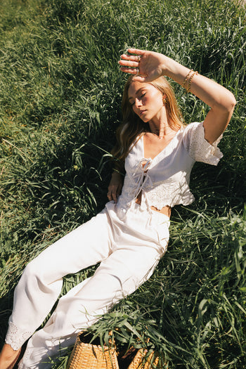 Ollie Embroidered Wide Leg Pants