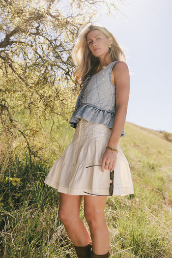 Skyler Tiered Mini Skirt in Cream - FINAL SALE
