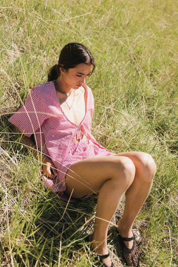 Ember Gingham Shorts in Red - FINAL SALE