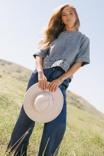 Jana Light Wash Denim Top