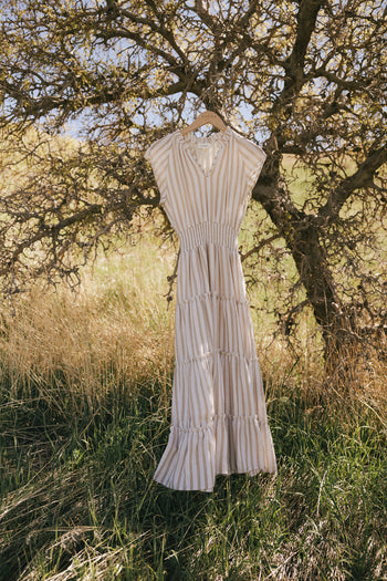 Claire Striped Maxi Dress in Taupe - FINAL SALE