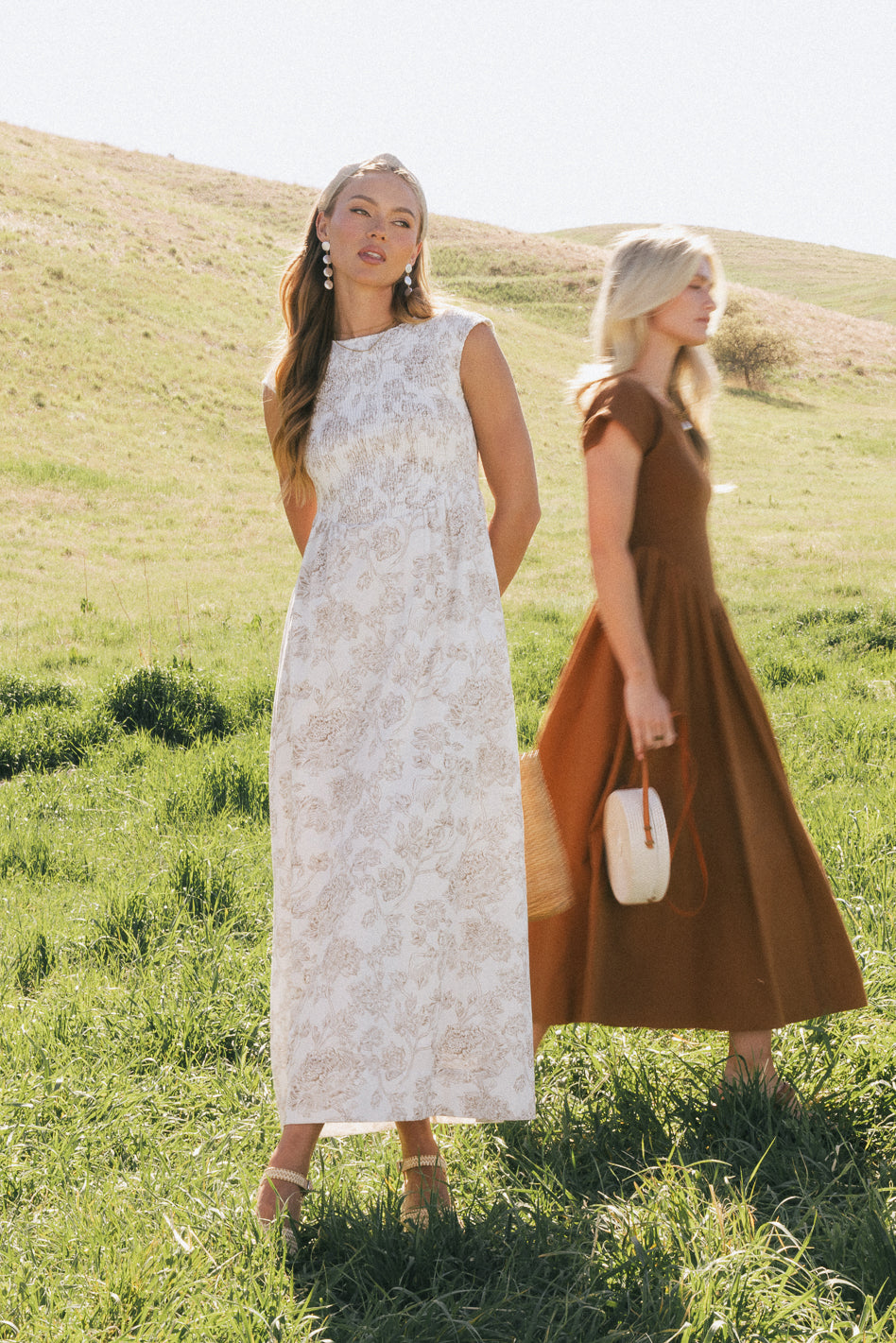 Elias Smocked Maxi Dress L / Cream