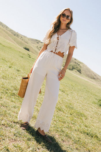 Ollie Embroidered Wide Leg Pants