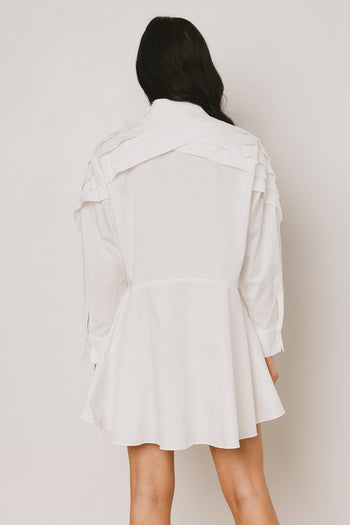 Collared Mini Dress in White