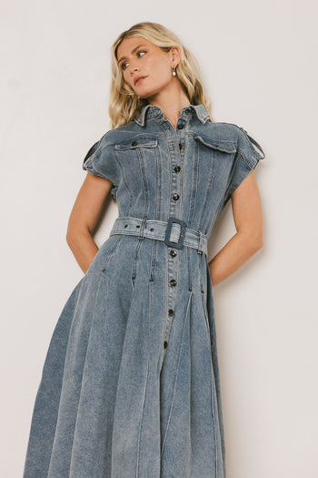 midi length denim dress