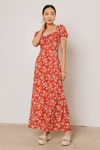 Camden Floral Maxi Dress in Rust