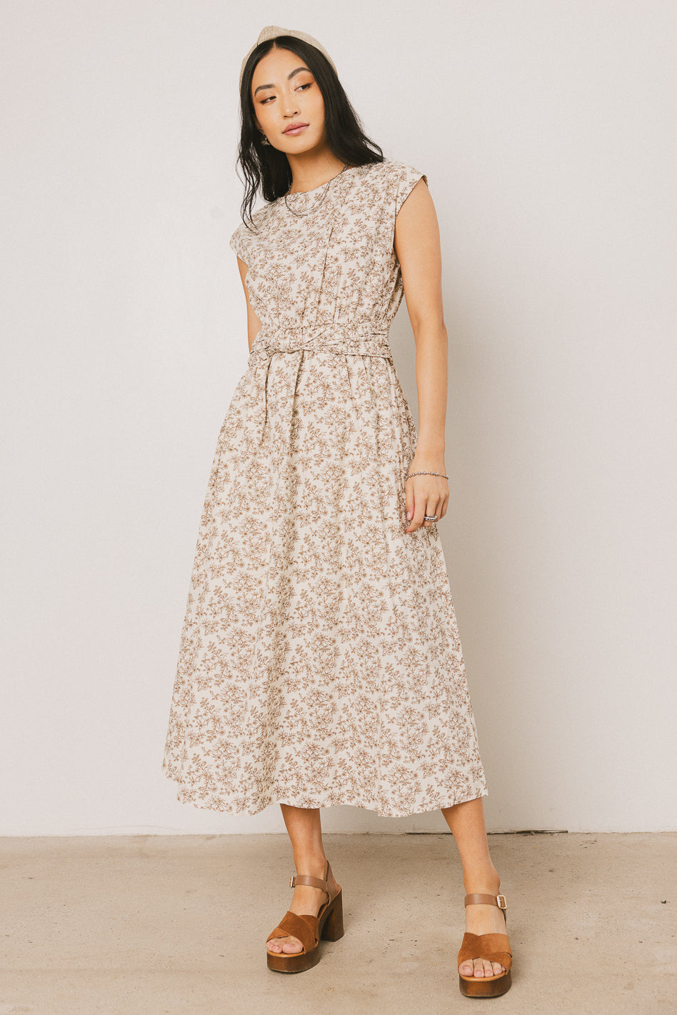 bohme brown dress Lorie Mixed Media Maxi Dress in Brown