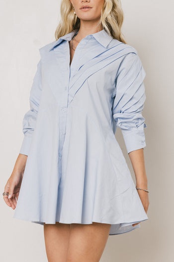 Collared Mini Dress in Blue