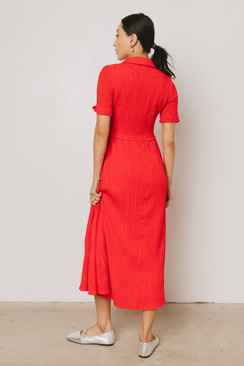 Smocked Maxi Dress in Red