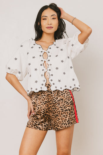 Embroidered Blouse in Off White