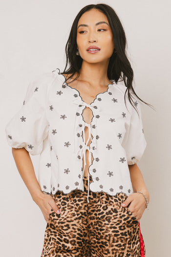 Embroidered Blouse in Off White