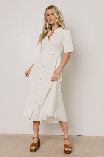  Smocked Maxi Dress in Cream