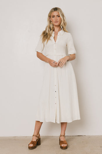  Smocked Maxi Dress in Cream