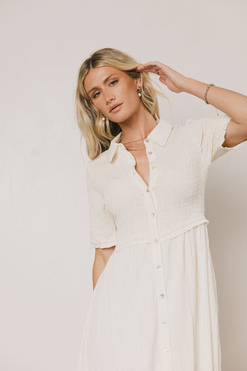  Smocked Maxi Dress in Cream