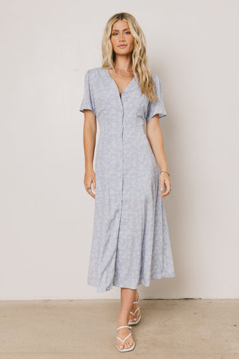 Floral Midi Dress in Blue