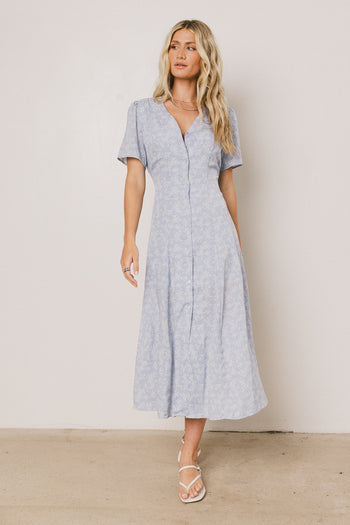 Floral Midi Dress in Blue