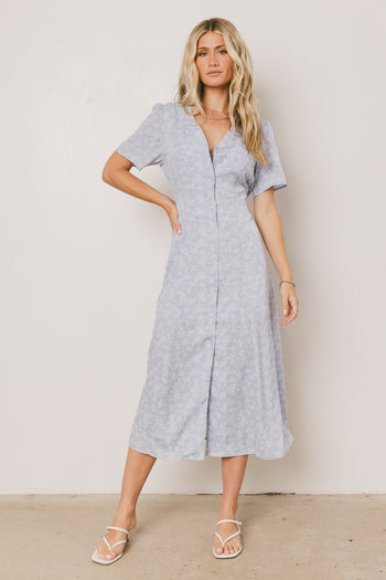 Floral Midi Dress in Blue