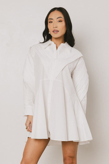 Collared Mini Dress in White