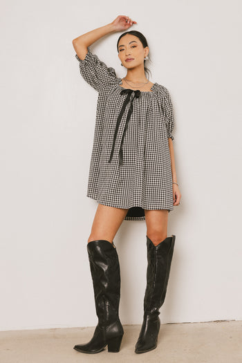 Gingham Mini Dress in Black