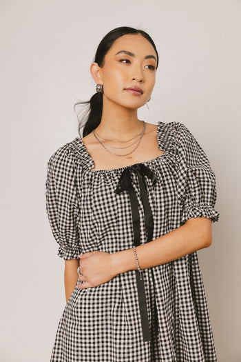 Gingham Mini Dress in Black