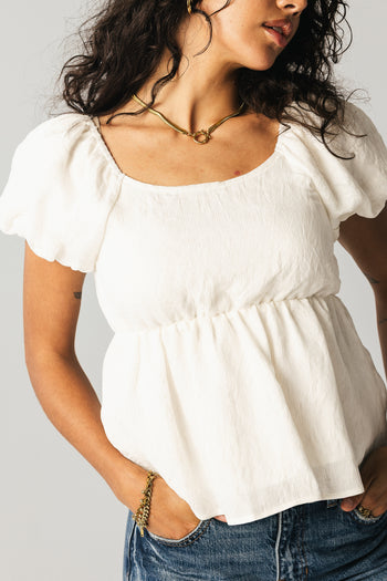 Kevin Peplum Blouse in White - FINAL SALE