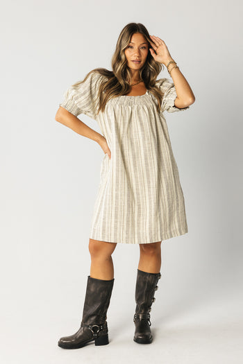 striped dress with square neckline