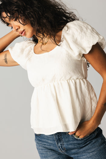 Kevin Peplum Blouse in White - FINAL SALE