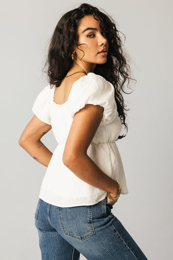 Kevin Peplum Blouse in White - FINAL SALE