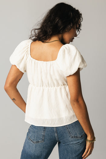 Kevin Peplum Blouse in White - FINAL SALE