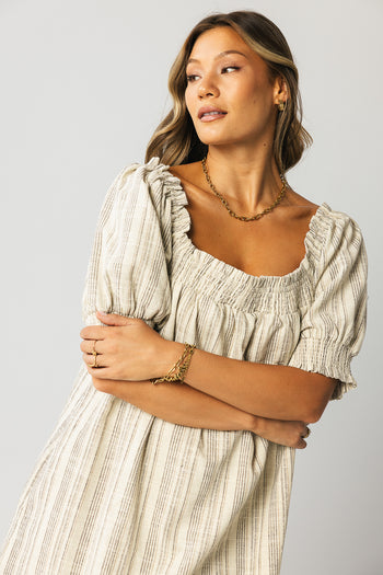 neutral striped dress