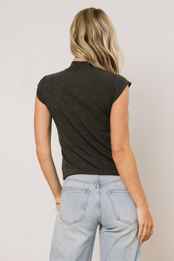 Sunny Mock Neck Top in Charcoal - FINAL SALE