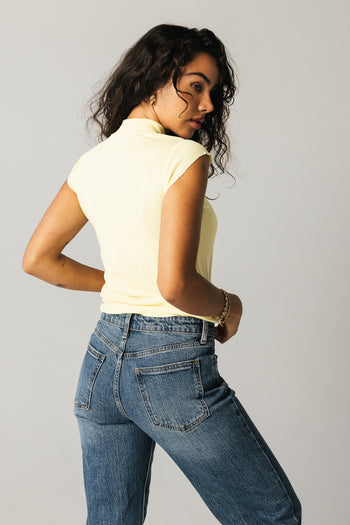 YELLOW MOCK NECK TOP