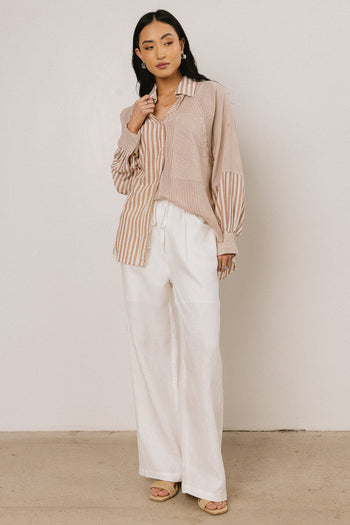 STRIPED BUTTON FRONT TOP