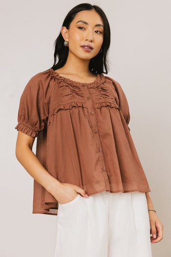 Ryder Ruffle Blouse in Marsala