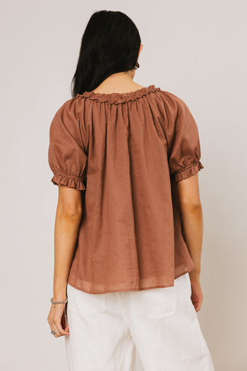 Ryder Ruffle Blouse in Marsala