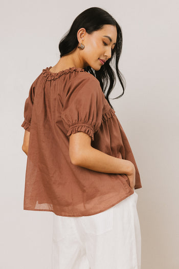 Ryder Ruffle Blouse in Marsala