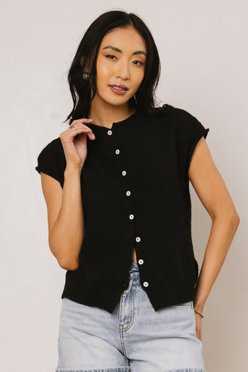 black button front cardigan