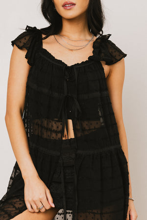 Mona Embroidered Kimono in Black - FINAL SALE