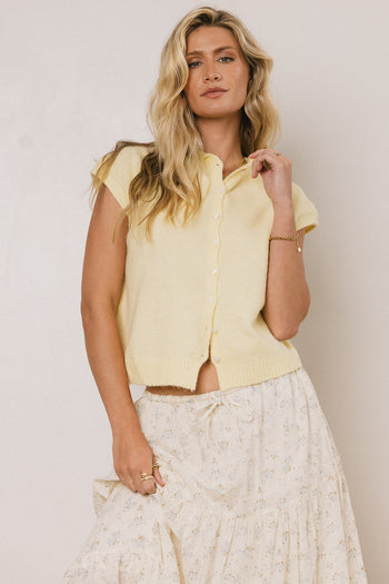 yellow knit cardigan
