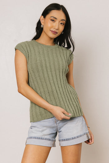 Ribbed Tank in Olive